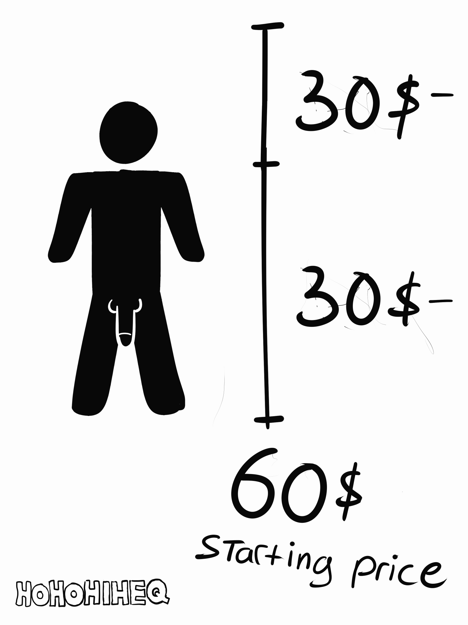 **• Character** The base price for ==one character== is ==$60==, regardless of body shape and furry character. ==$30== for the